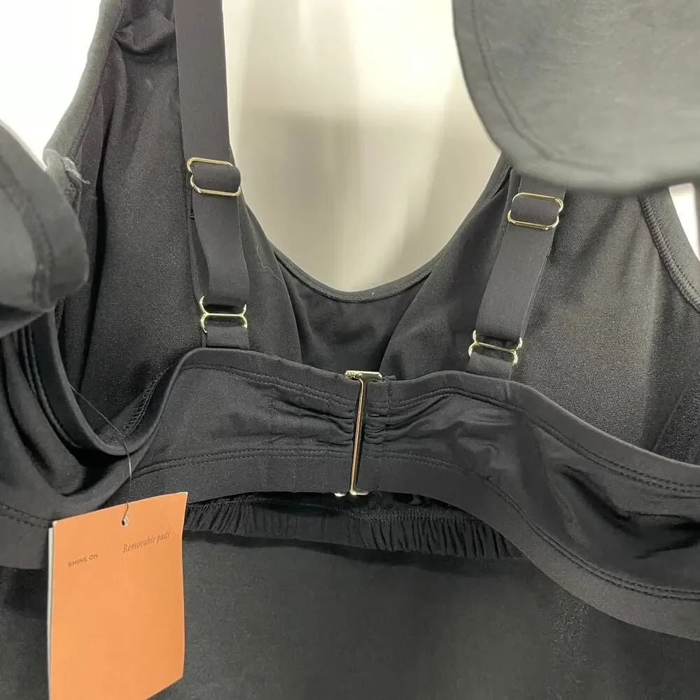 Shade & Shore Black Tankini Top Size 1X